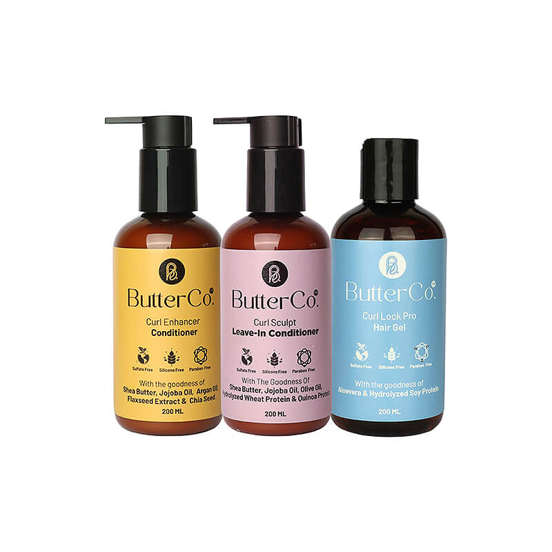 ButterCo. Curl Smooth & Style Combo trio ( Curl Enhancer Conditioner + Hair Gel + Live-in-Conditioner ) Combo