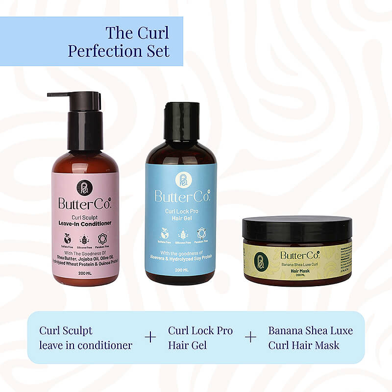 ButterCo. The Curl Perfection Set Combo (Leave-in-Conditioner + Hair Gel + Curl Hair Mask) Combo