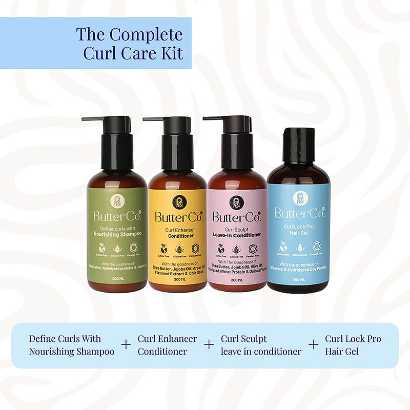 ButterCo. The Complete Curl Kit Combo ( Shampoo +Conditioner +  Leave-in-Conditioner + Hair Gel ) Combo