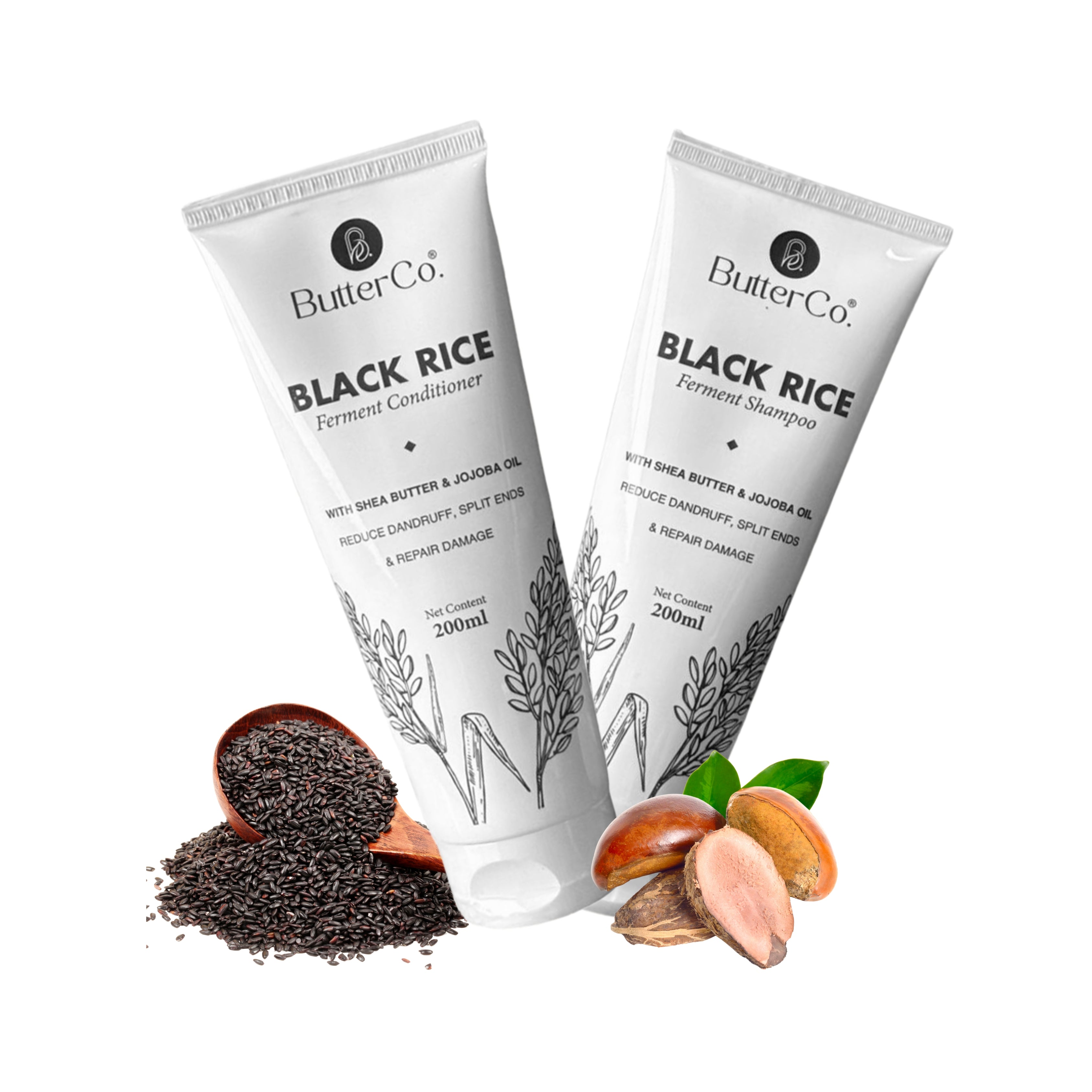 ButterCo Rice Ferment Shampoo & Conditioner Duo – Smooth, Repair & Tame Frizz for Men & Women